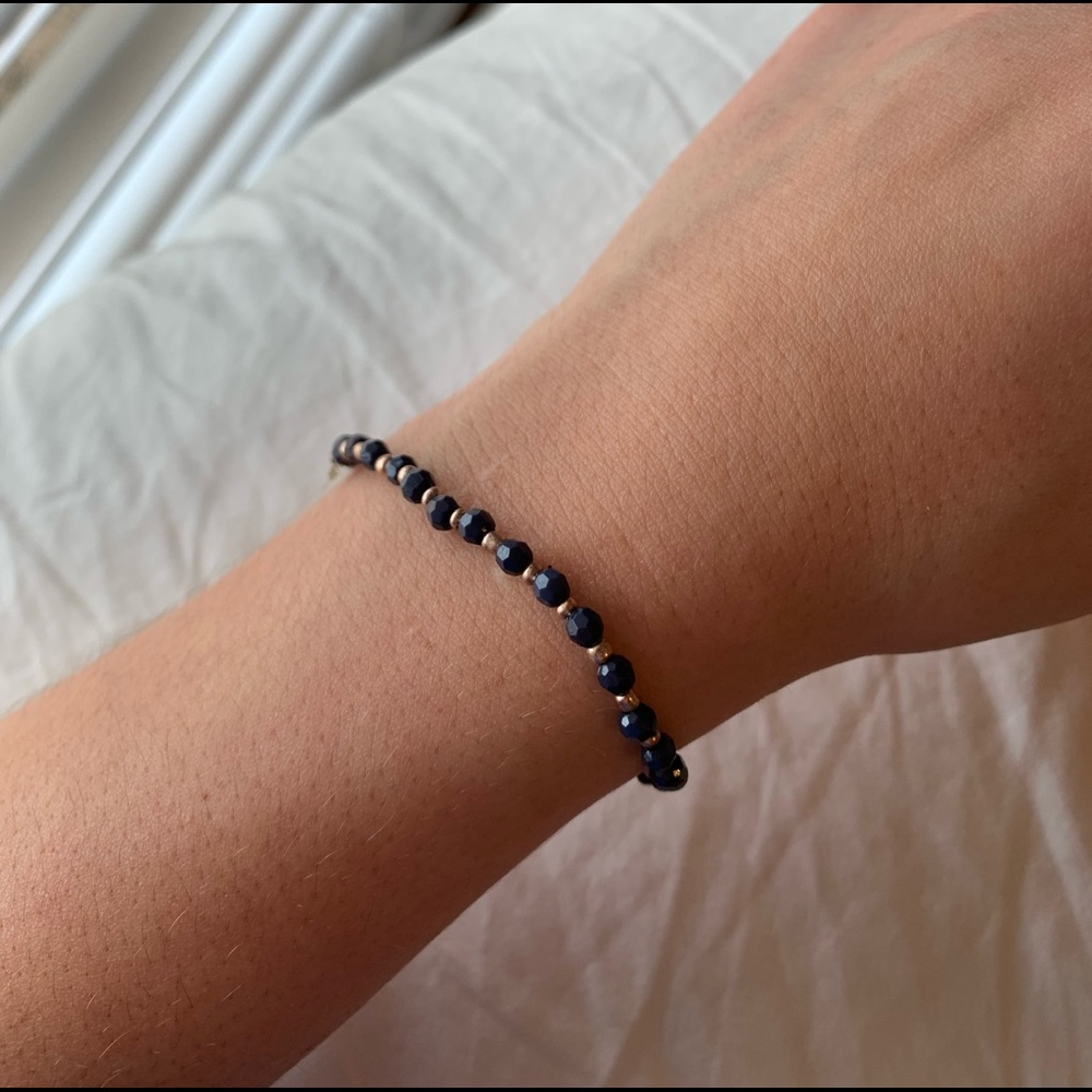 Navy blue and gold beaded bracelet
